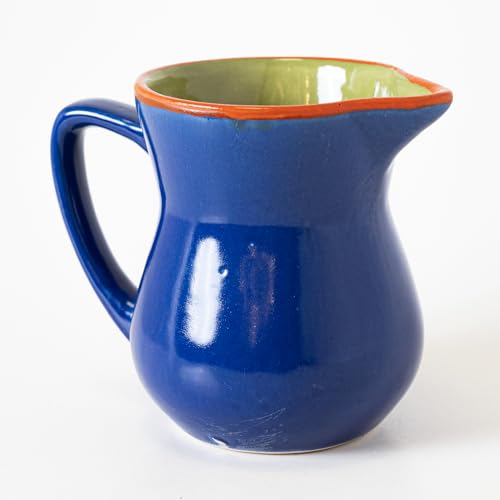 Image of KALAKRITI 300 ml Glossy Royal Blue Ceramic Milk Pot & Creamer | Handmade Pouring Mug with Handle | Multipurpose Coffee, Tea, Sauce & Syrup Server | Table Pitcher for Cafe & Home Use (Set of 1)