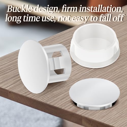 Image of 300PCS 1 /4 inch Plastic Plugs Hole, White Round PA66 Plug Furniture Hole Decorative Cover