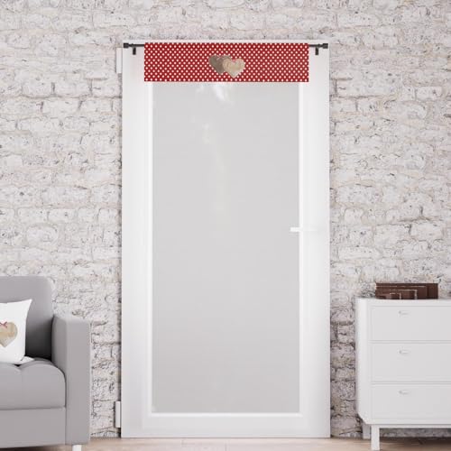 Soleil d'ocre LOVE Visillo para ventana algodón puro, Rojo, 70 x 200 cm