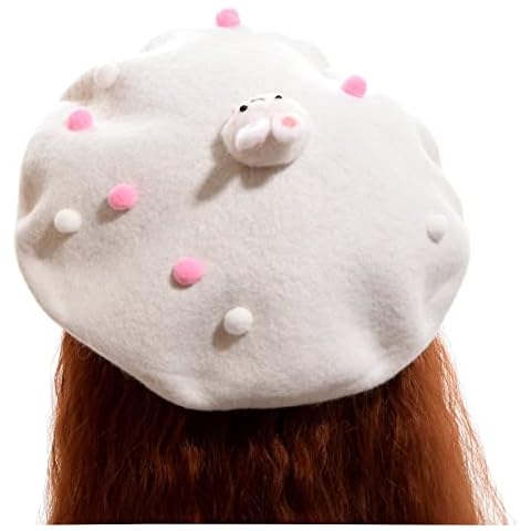 GRACEART Women's Handmade Lolita Beret Cap Cat Ear Style-1 (White) Cover