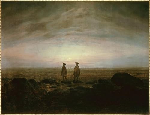 Toile Deux hommes au lever de la lune Caspar David Friedrich 60x90cm