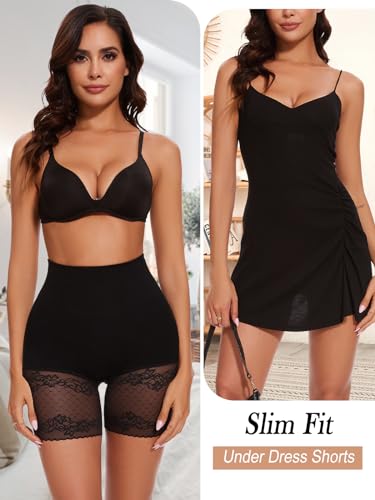 Lace Slip Shorts for Under Dresses Tummy Control Butt Lifter High Waisted Under Shorts Seamless Bodyshorts Shapewear2
