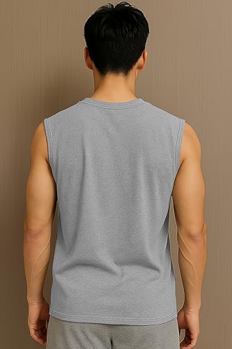 Image of JUGULAR Tank Tops Sleeveless T-Shirt for Men Gym Wear Vest Solid Stylish Round Neck Running for Sports Workout Fitness & Casual or Beach Wear