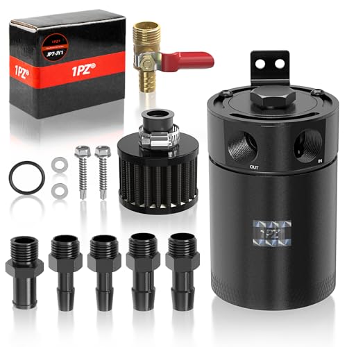 1PZ JP7-JY1 オイルキャッチタンク 円柱型 アルミ製 バッフル付き バルブ付き 外径 8.7Φ 12.2Φ 14.5Φ 継手付属 オートバイ 自動車 汎用 [並行輸入品]