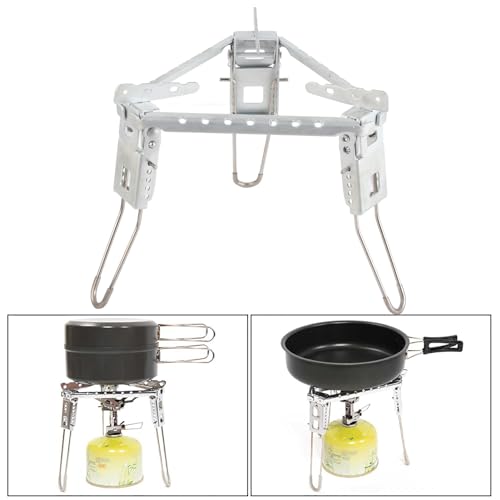 Support de casserole de camping robuste pliable en acier inoxydable pour réchaud