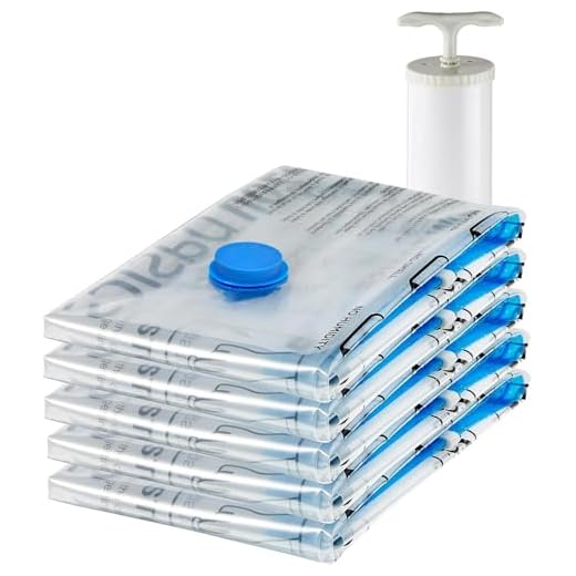 Amazon Basics Sacchetti sottovuoto con pompa a mano, Cerniera, misura Medio, confezione da 5, Trasparente