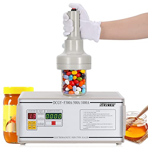 NEWTRY Microcomputer - Sellador de tapa de botella de inducción de 20-100 mm de mano de calor de aluminio de la máquina de sellado para botellas de vidrio de plástico DCGY-F500 (220V) Cover