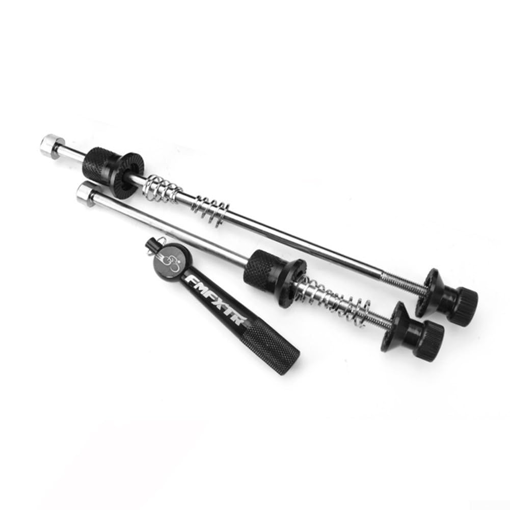 Caswynlife Anti-Theft Quick Release Skewers For Mountain & Road Bikes, Aluminium Alloy Front Rear Wheel Spindles With Multi-Function Wrench Key, 5Mm Shaft Diameter(Black)
