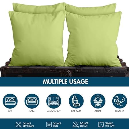 Image of Premium Polyester Fiber Cushion Fillers - Pack of 2 Pcs | 18 x 18 Inches | Sage| Cushions, Sofa Pillow, Cushion for Sofa, Cushion for Bed, Decorative Pillow, Pillow for Support