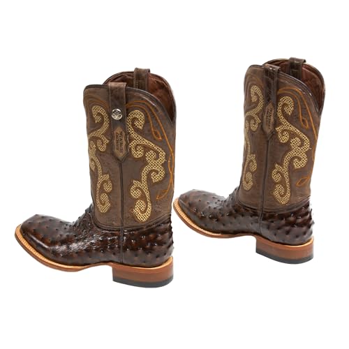 Men's Cowboy Boots Ostrich Print Brown/Brown Top3