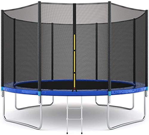 12ft Trampolines with Safety Enclosure Net, Spring Pad, Ladder, Combo Bounce Jump Trampoline, Outdoor Trampoline for Kids, Adults