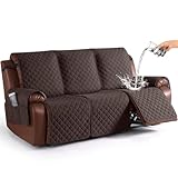 KinCam Waterproof Recliner Sofa Cover, Non-Slip Reclining Couch Covers for 3 Seat, Recliner Couch Cover Furniture Protector with Elastic Straps for Pets, Kids, Chocolate