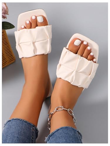 Image of GORGLITTER Women's Summer Cute Flat Sandals Dress Slide Sandals Square Toe Wedding Shoes Vacation Trendy Sandals 2026