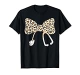 Coquette Bow Stethoscope Leopard Nurse Registered Nurse T-Shirt