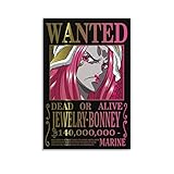 Póster de animación de One Piece Wanted Jewelry Bonney, lienzo para pared, impresiones para colgar fotos, decoración del hogar, pósteres artísticos, 08 x 12 pulgadas (20 x 30 cm)