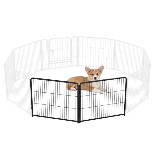 Image of DUMOS Dog Playpen 24 Inch 2 Panels Indoor Outdoor Metal Pet Fence | Foldable Dog Play Pen with Door, Portable Exercise, RV Camping, Puppy Small Dogs