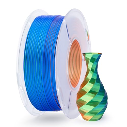 Image of ELEGOO Silk PLA Filament 1.75mm Triple Colors Orange Blue Purple 250g, Shiny Tri-Color 3D Printer Filament Dimensional Accuracy + /- 0.05mm, 250g Spool Fits for Most FDM 3D Printers