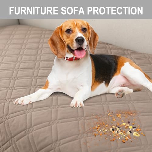 Image of Genina L Shape Couch Cover, Sectional Couch Chaise Covers, Waterproof Washable Sofa Covers for Left L Shape Chaise Lounge, Anti-Slip Sofa Slipcovers for Dogs Cats Pet Friendly(Taupe)
