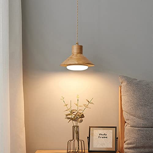 Lámpara colgante E27 de comedor estilo japonés hecha de tronco natural 5