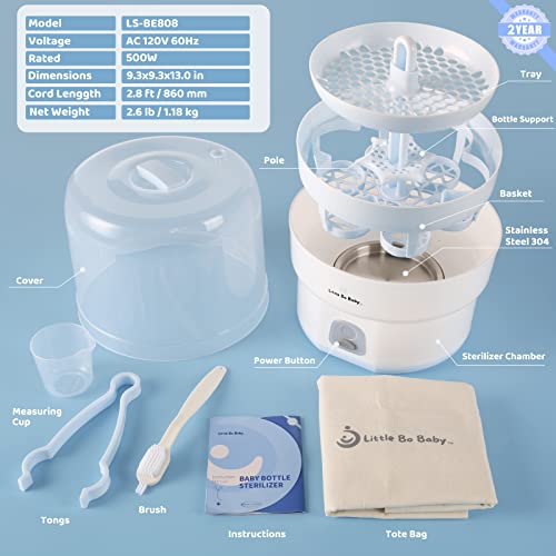 Little Bo Baby Bottle Electric Steam Sterilizer - 8 Minute Sterilization For Safe And Easy Baby Bottle Cleaning, Bpa-Free With Portable Bag #TOP7