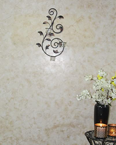 Hosley Set Of 2 Iron Leaf Wall Sconce With Tealights 18 Inches High Large Scale Wall Decor. Ideal Gift Home Spa Party Wedding Led Tealight Candle Garden O3 #TOP1