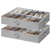 StorageWorks Set van 2 opbergdozen onder het bed voor kleding, dekens en schoenen, opvouwbare zakken onder het bed, grijs, maat L StorageWorks Set van 2 opbergdozen onder het bed voor kleding, dekens en schoenen, opvouwbare zakken onder het bed, grijs, maat L