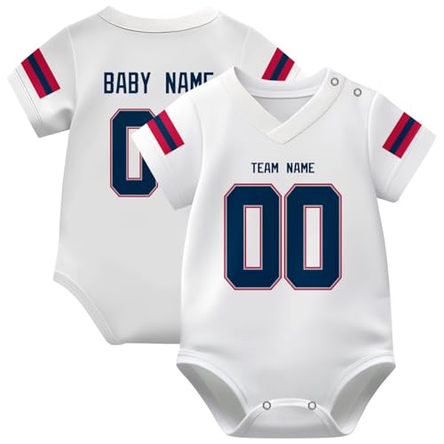 Image of KREDE Baby Clothes Unisex Bodysuit Jersey Style Custom Name Number for Baby Boys