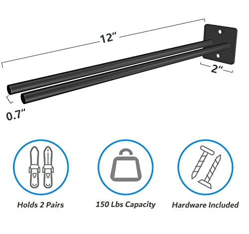 Wiphany Ski Storage Rack Hanger Indoor Snowboard Rack Wall Mount Storage Garage Skateboard Organizer Display Organization Wall Holder Hooks Holds 2 Pairs Heavy Duty Metal Hold Up To 150Lbs #TOP4