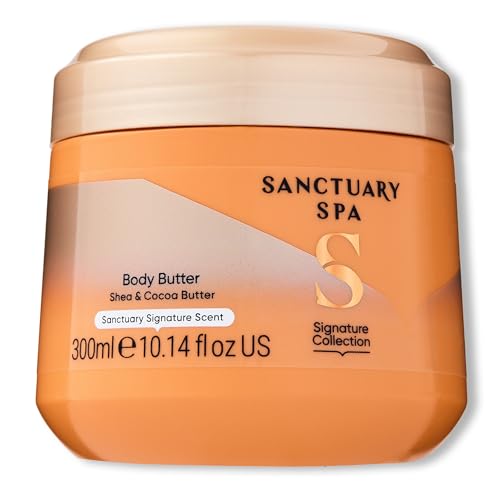 Sanctuary Spa Körperbutter für Frauen, kein Mineralöl, tierversuchsfrei & vegane Kakaobutter & Sheabutter Feuchtigkeitspflege, 300 ml