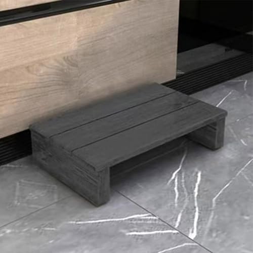 Taburete de madera maciza 40x30 cm resistente con plataforma de goma antideslizante 2