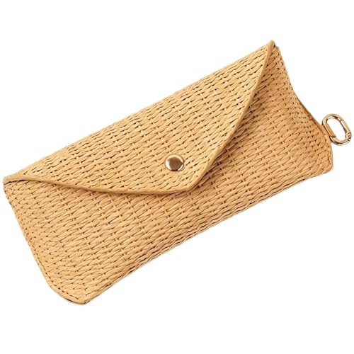 Image of kytasryl Soft Leather Sunglasses Bag,Travel Sunglass Holder Eyeglass Case Portable Slim Sunglasses Pouch (Woven Straw)