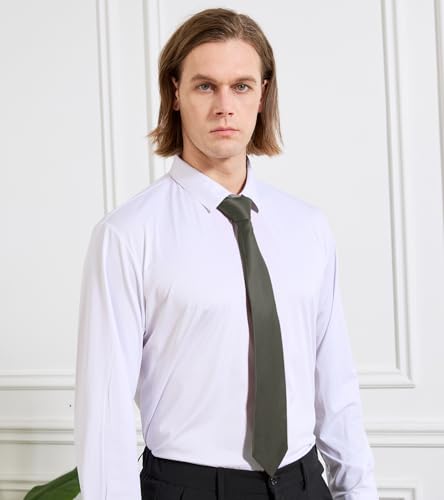 Image of KOOELLE Men's Ties Solid Pure Color Plain Neckties Formal Black Ties For Men