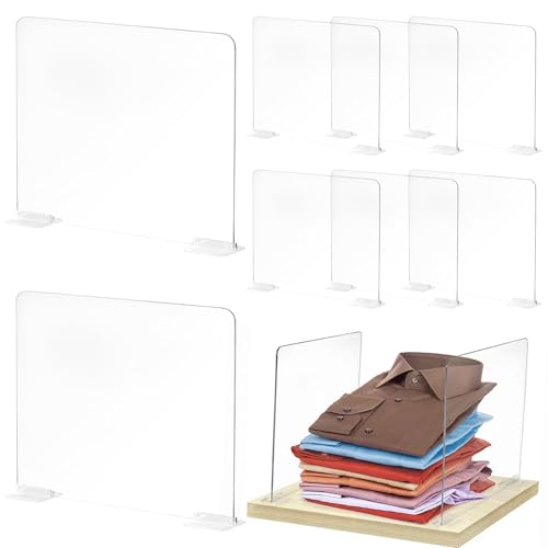 Feibety 8Pcs Clear Acrylic Shelf Dividers,Adjustable Clothing Org...