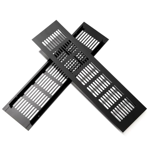 Ventilation Gitter Aluminium Lüftungsgitter Rechteckig Abluftgitter Korrosionsschutz fur Belüftung von Schränken und Schlafzimmern Schwarz 30 x 8 cm
