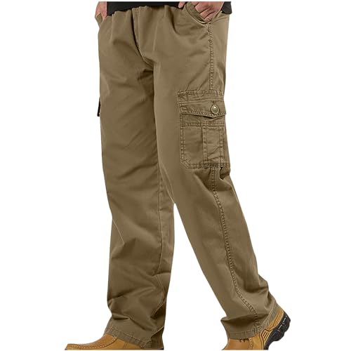 Mens Pants Khaki Straight Leg Pants Big and Tall Men Stylish Cotton Twill Trousers Casual Work Sport Slacks Plus Size