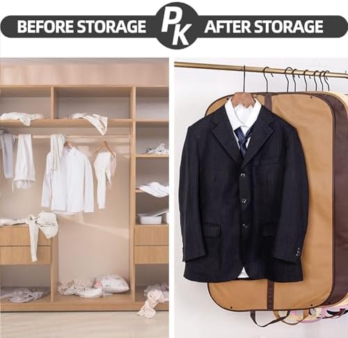 39'' Travel Garment Bags - Foldable Suit Covers, Waterproof & Dustproof Hanging Clothes Storage Solution for Travel & Closet Organization, Brown image 5