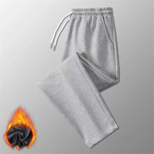 Winter Men's Fleece-Lined Thickened Casual Pants Solid Simple Loose-Fit Sports Straight-Leg Trousers2