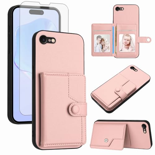 Coque iPhone 8 avec protection RFID et porte-cartes Asuwish rose