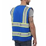 Dib Safety Reflective Safety Vest for Men Women with Pockets, Blue Mesh M - Image 3