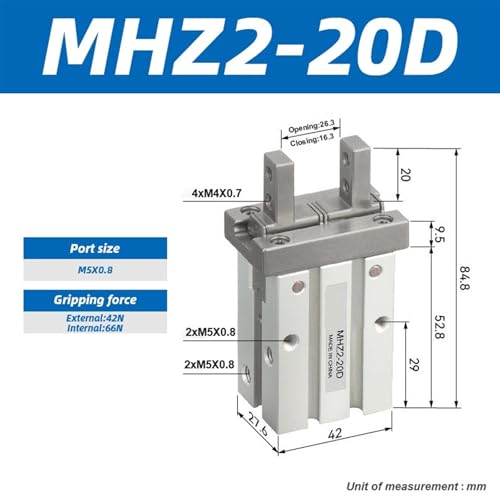 Pinces en aluminium MHZ2-20D double effet et vérin pneumatique - 3