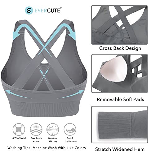 Image of Evercute Sports Bras for Women Padded Medium Support Criss Cross Strappy Bra Seamless High Impact Yoga Exercise Athletic Bras