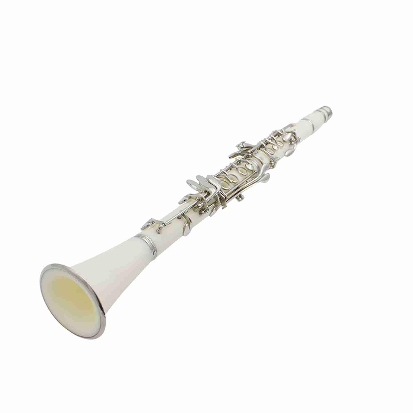 Eacam Clarinete Si Bemol 17 Teclas ABS Boquilla de Clarinete Soprano con Estuche Acolchado 10 Cañas Estuche de Caña Paño Limpieza Destornillador para Estudiantes Principiantes (white)