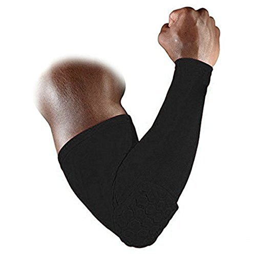 Kagogo Compression Sleeve Elbow Pads (1 Pair)- Padding, 3-Layer Wicking, Non Slip Inner Bands - Basketball, Football, Volleyball, Hockey, Tennis (Black, XL)