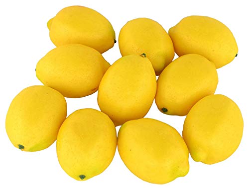 Image of Ulalaza 10Pcs Fake Lemon Artificial Fruits Model Lifelike Yellow Lemon Home House Kitchen Party Decoration Desk Ornament