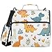Boccsty Cute Cartoon Dinosaurs Hearts Zipper Binder 3 Ring Binders Expanding File Folder Multi-Pocket Zipper Binder Organizer for School Shoulder Strap and Handle