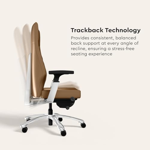 Image of Interio by Godrej Posture Perfect High Back Leather Executive Ergonomic Revolving Chair - Tan Color, 1 Year Warranty, Adjustable Armrest and Height