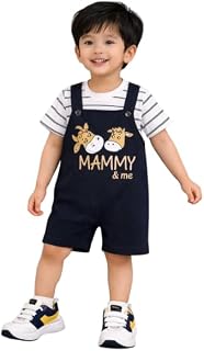 DINGDONG Baby Boys Stylish Dungaree Set | Soft Cotton Clothing, Parties & Outings | Comfortable & Trendy Outfit for Kids Price In India