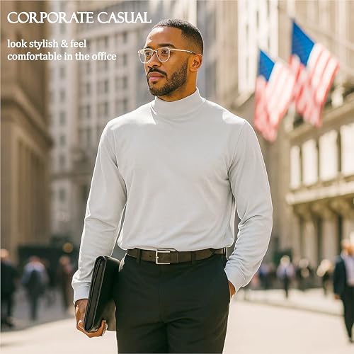 Akwa Men’s Mock Turtleneck T-Shirt Lightweight Moisture Wicking Short Sleeve Golf Work Layering Shirt Breathable Made in USA4