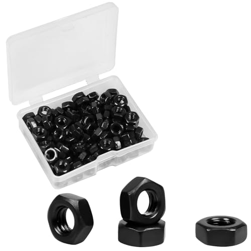 Yinpecly 100pcs M4-0.7 Hex Nut, Carbon Steel Grade 8.8, Black Oxide, M4x0.7mm Hex Drive, Metric Hexagon Hex Nut Black, Small Nuts Fasteners, Right Hand, M4 Replacement Nut
