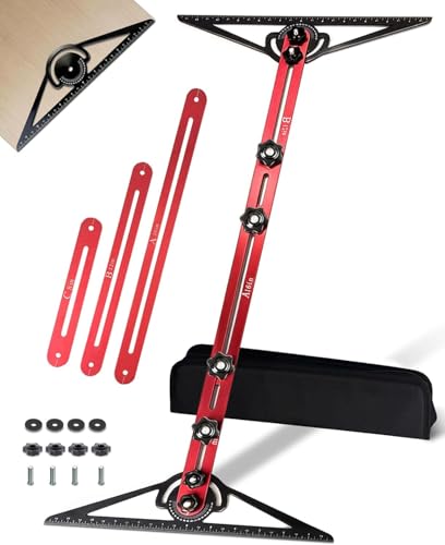TANYO Stair Tread Template Tool, 8" to 60" Aluminum Stair Tread Jig for Accurately Measuring Angle, Length & Depth. Precision Stair Gauge Measuring Tool for Stairs, Floor, Cabinets